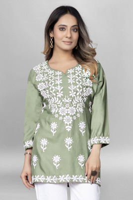 MAAIMPEX Women Chikan Embroidery A-line Kurta(Multicolor)