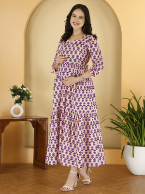 jbmart Women Printed Anarkali Kurta(Purple)