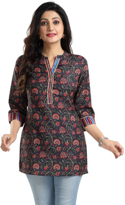 Meher Impex Women Floral Print A-line Kurta(Black)