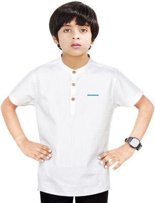 MADE IN THE SHADE Boys Solid Straight Kurta(White)