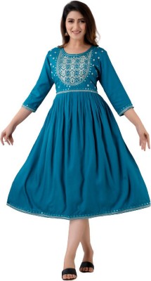 SK Creation Women Embroidered Anarkali Kurta(Blue)