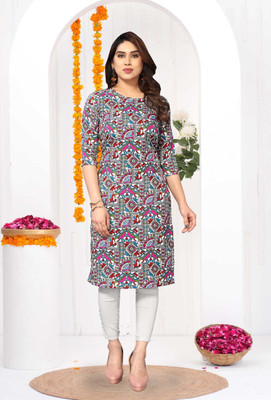Moda Rapido Women Printed Straight Kurta(Multicolor)