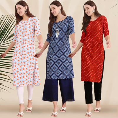 1 Stop Fashion Women Printed A-line Kurta(Multicolor)