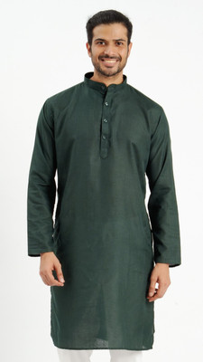 JODIDAR Men Solid Straight Kurta(Dark Green)