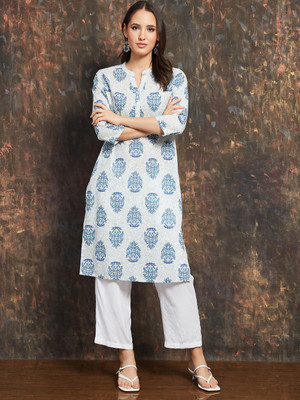 Melange by Lifestyle Women Printed Straight Kurta(White)