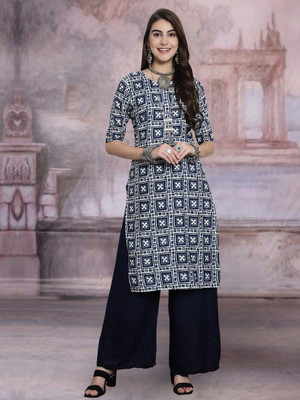 Moda Rapido Women Printed Straight Kurta(Multicolor)