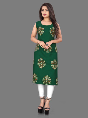 tanvi creation Women Printed Straight Kurta(Green)