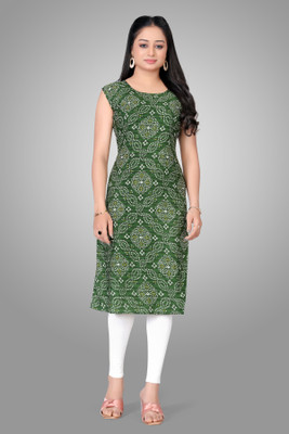 HouseOfCommon Women Floral Print Straight Kurta(Green)