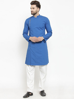 Moda Rapido Men Solid Straight Kurta(Blue)