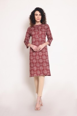 Q WOMANS PRIDE Women Printed A-line Kurta(Maroon)