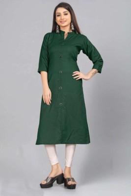 Caitri Retail Women Self Design Straight Kurta(Green)