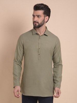 ANOUK Men Solid Straight Kurta(Dark Green)