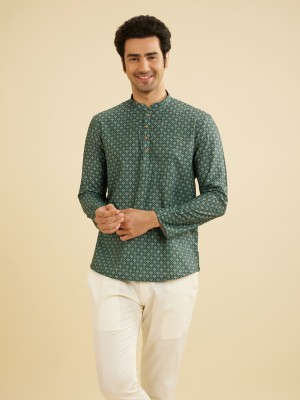 MANYAVAR Men Printed Straight Kurta(Green)