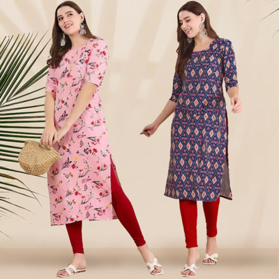 EthnicBasket Women Printed Straight Kurta(Multicolor)