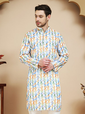 Anouk Rustic Men Printed Straight Kurta(Multicolor)