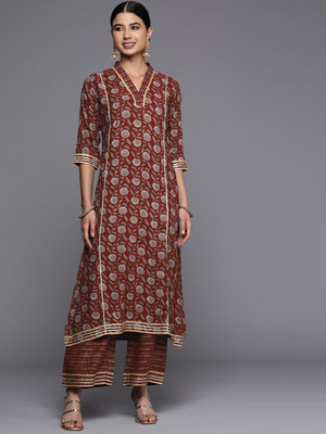 LIBAS Women Printed A-line Kurta(Maroon)