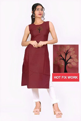 DK Creation Women Self Design A-line Kurta(Maroon)