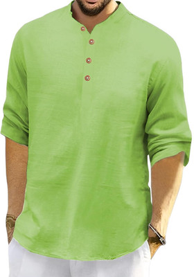 Univibe Men Solid Straight Kurta(Green, Black)
