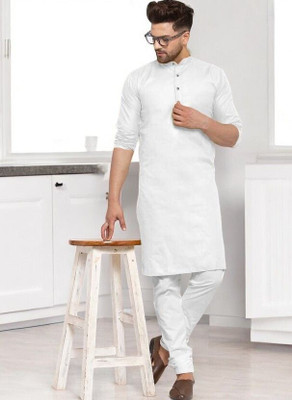 Rashmi Genz Men Solid Straight Kurta(White)