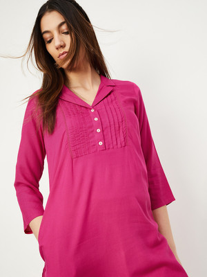 MAX Women Printed A-line Kurta(Pink)