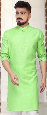 Krisha trend Men Solid Straight Kurta(Light Green)