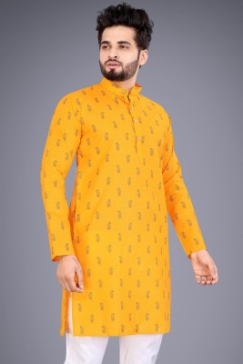 KESHAV Men Solid Straight Kurta(Yellow)