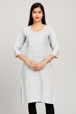 Avyaan Fashions Women Printed A-line Kurta(Grey)