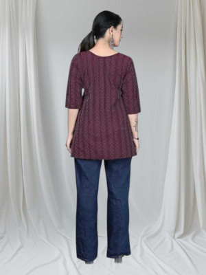 Rangrasiya Creation Women Striped A-line Kurta(Maroon)