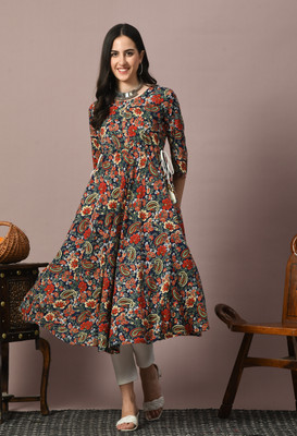 METAFAB Women Printed Flared Kurta(Multicolor)