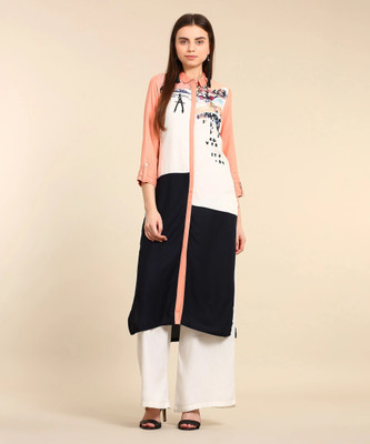 HouseOfCommon Women Printed A-line Kurta(Multicolor)