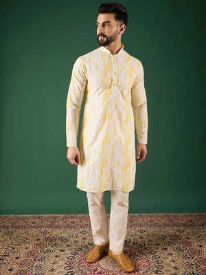 ANOUK Men Abstract Straight Kurta(Multicolor)