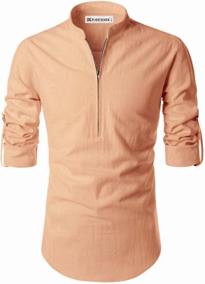 RAREMARK Men Solid A-line Kurta(Orange)