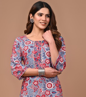 HouseOfCommon Women Printed A-line Kurta(Red)