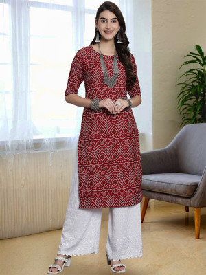 Moda Rapido Women Printed A-line Kurta(Maroon)