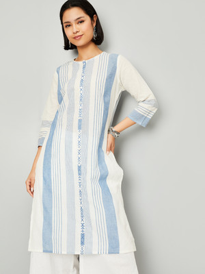 MAX Women Printed A-line Kurta(Blue)