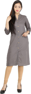 NeeloKurtis Women Solid Straight Kurta(Grey)