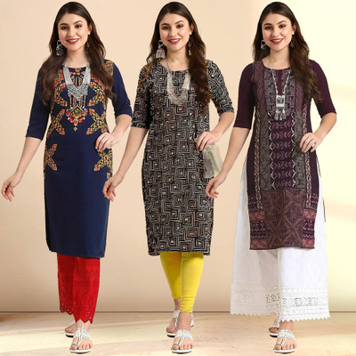 1 Stop Fashion Women Printed A-line Kurta(Multicolor)