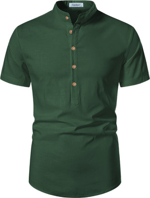 Vimal Star Men Solid Straight Kurta(Green)