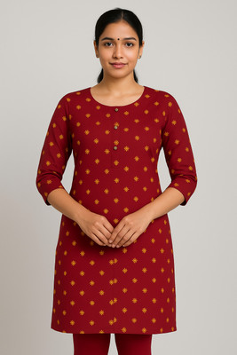 singaran fashion Women Printed A-line Kurta(Maroon)