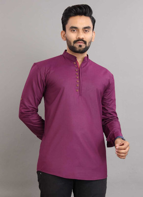 RADHE RADHE Men Solid Straight Kurta(Purple)