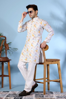 vastraveda Men Abstract, Printed Pathani Kurta(Multicolor)