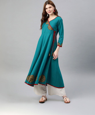 IKRASS Women Printed Anarkali Kurta(Blue)