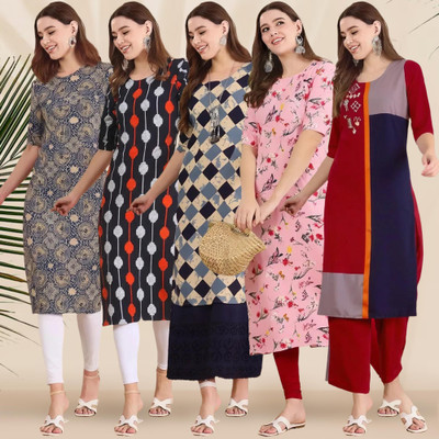 1 Stop Fashion Women Printed A-line Kurta(Multicolor)