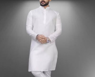 seetoo Men Embroidered Straight Kurta(White)