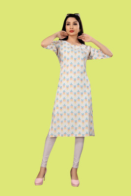 Tulsii Fab Women Printed Anarkali Kurta(White)