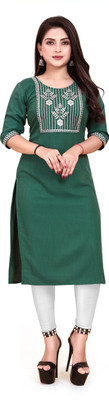 HARISH TEXTILE Women Embroidered A-line Kurta(Green)