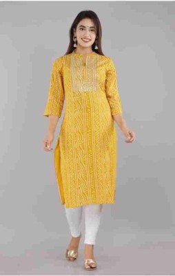 Stylo Urban Women Printed A-line Kurta(Yellow)