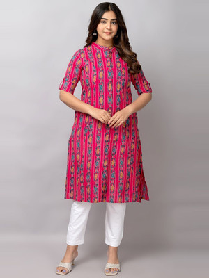 FASHION PETALS Women Ikat A-line Kurta(Pink)