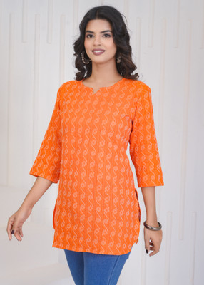 Rakshita Fashions Women Self Design Straight Kurta(Orange)