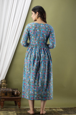 GULJIFASHION Women Maternity/Nursing Nighty(Blue)